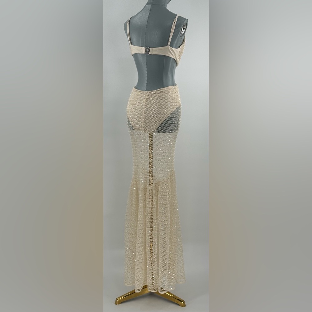 🆕 PATBO 🧿 NWOT Crochet Bloom Cut Out Beach Dress, Off White - Sz US 8 BR 40 - Picture 8 of 17